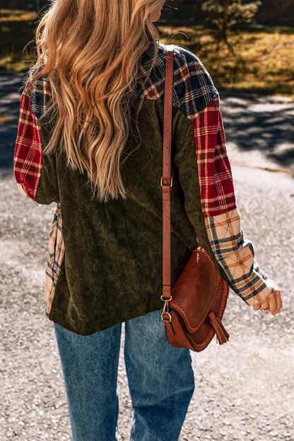 Plaid Button Up Long Sleeve Jacket Plaid