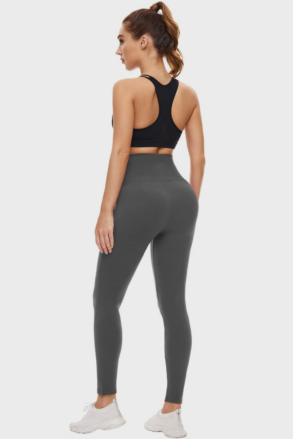 Pocketed High Waist Active Leggings Dark Gray