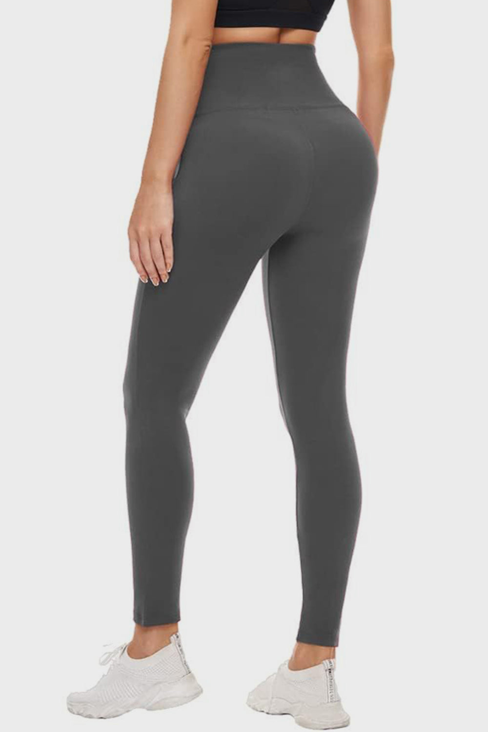 Pocketed High Waist Active Leggings Dark Gray