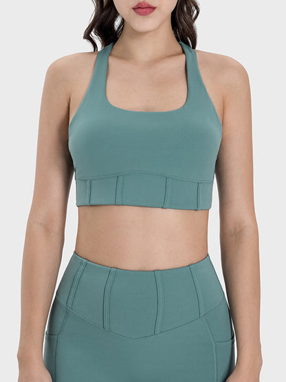 Millennia Square Neck Wide Strap Active Tank Teal