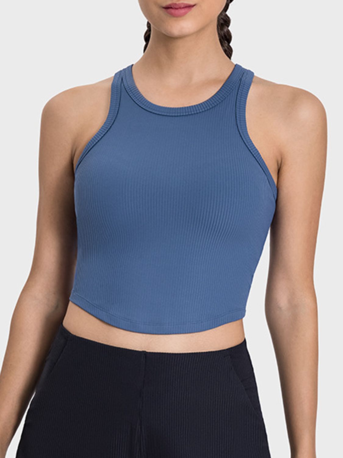 Millennia Round Neck Racerback Active Tank Dusty Blue