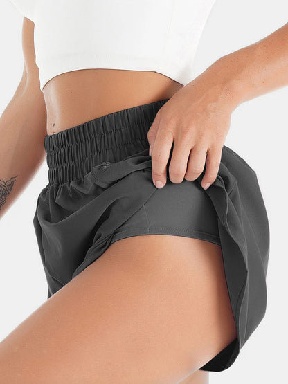 Elastic Waist Active Shorts Dark Gray