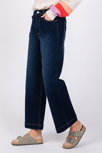 SAGE + FIG High Waist Wide Leg Jeans Denim Blue