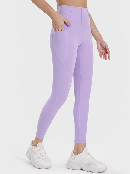 Millennia Pocketed High Waist Active Leggings Lavender