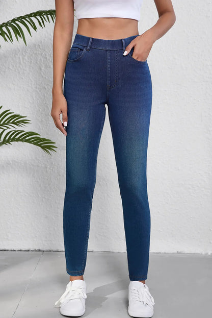 High Waist Skinny Jeans with Pockets Medium