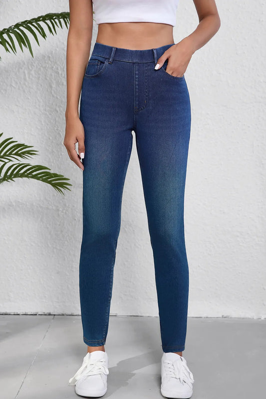 High Waist Skinny Jeans with Pockets Medium