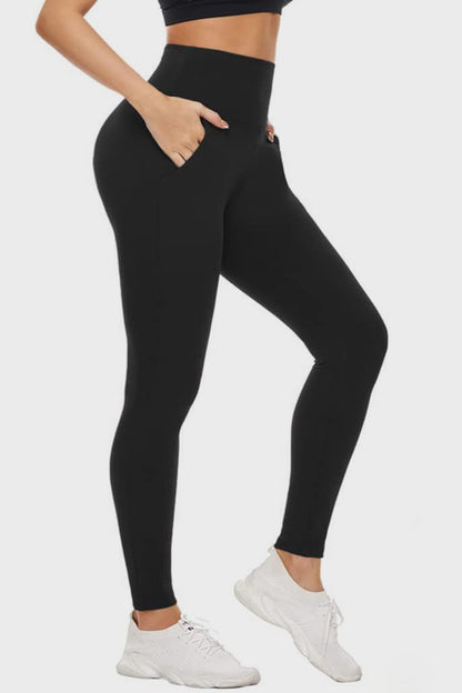 Pocketed High Waist Active Leggings Black