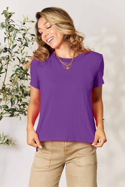 Basic Bae Full Size Round Neck Short Sleeve T-Shirt Purple