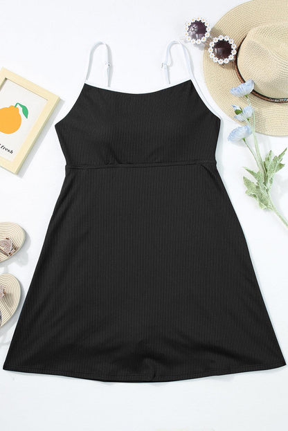 Contrast Trim Scoop Neck One-Piece Swimwear Black