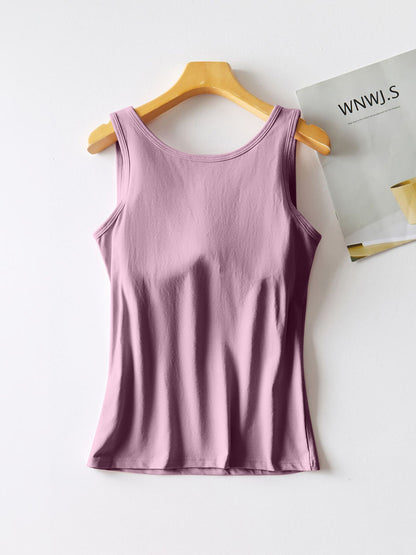 Round Neck Tank with Bra Lilac