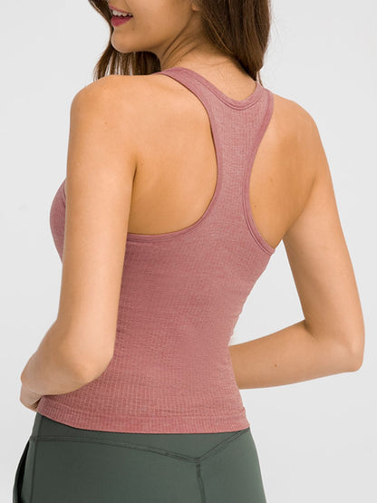 Millennia Round Neck Racerback Active Tank Dusty Pink