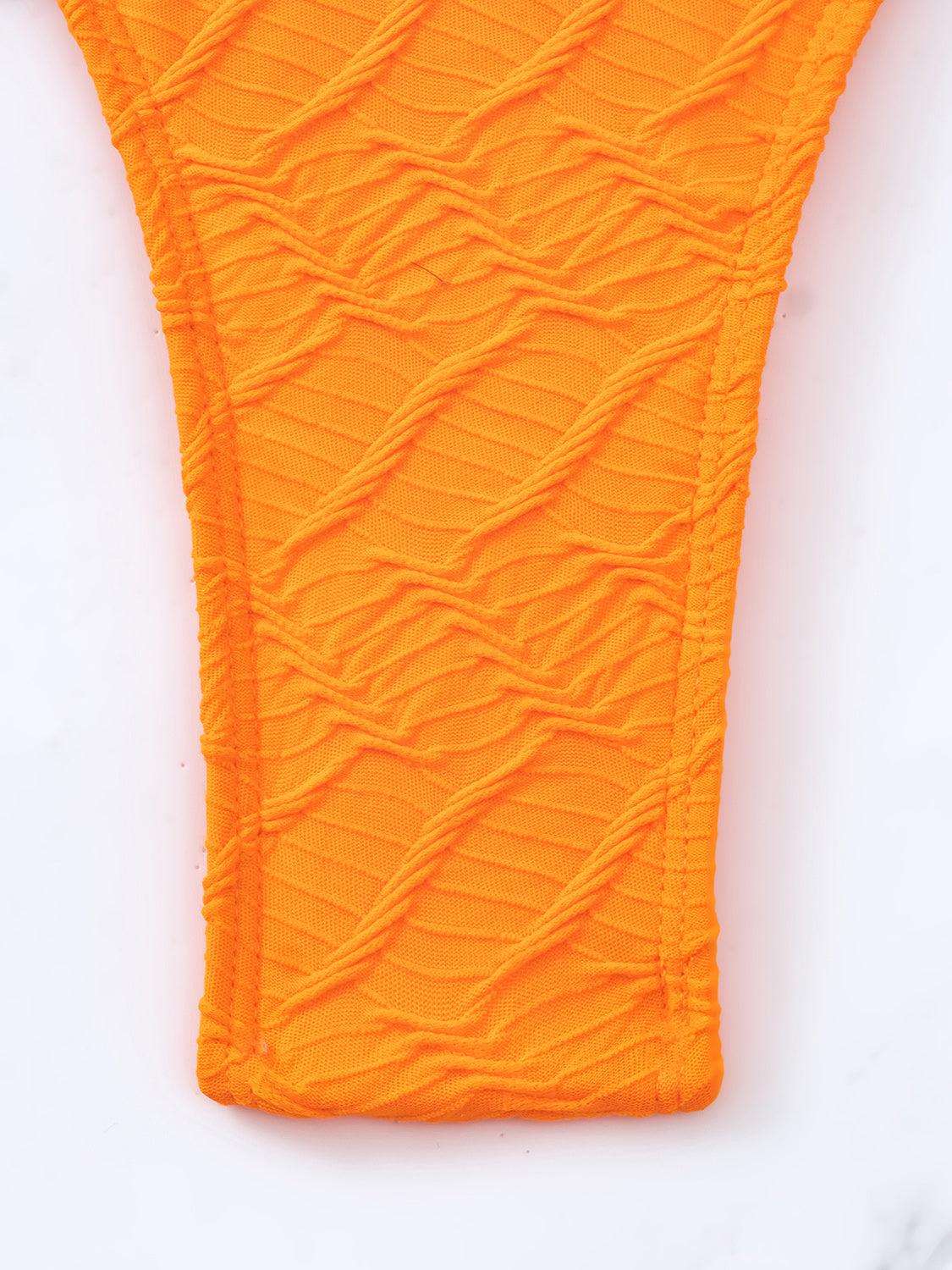 Backless Spaghetti Strap One-Piece Swimwear Orange