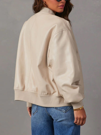 Zip Up Long Sleeve Jacket Beige