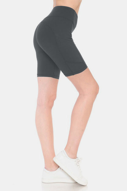 Leggings Depot Full Size High Waist Active Shorts charcoal