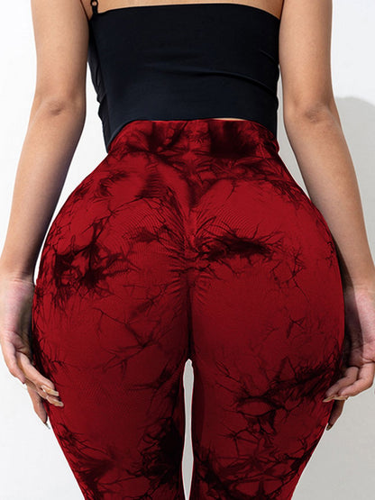 Tie-Dye High Waist Active Leggings Burgundy