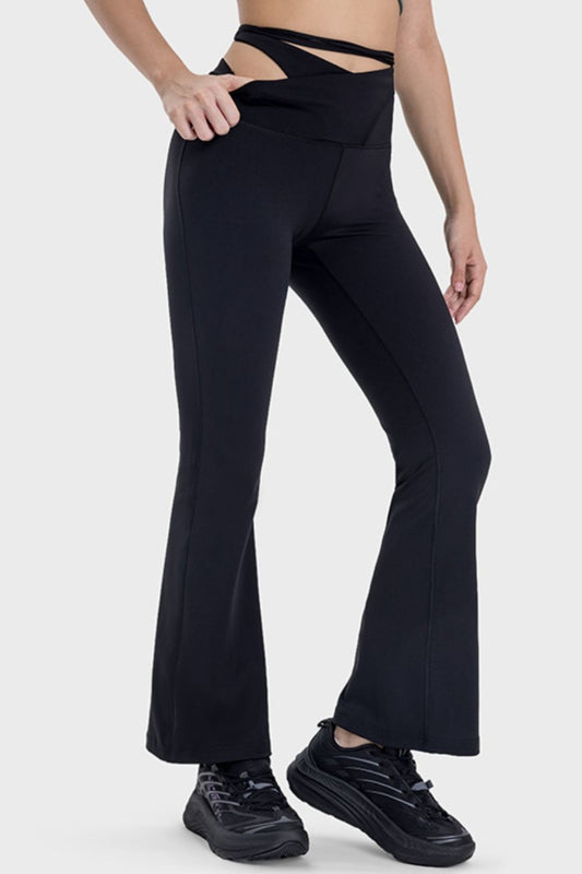 Millennia Tied Mid-Rise Waist Active Pants Black