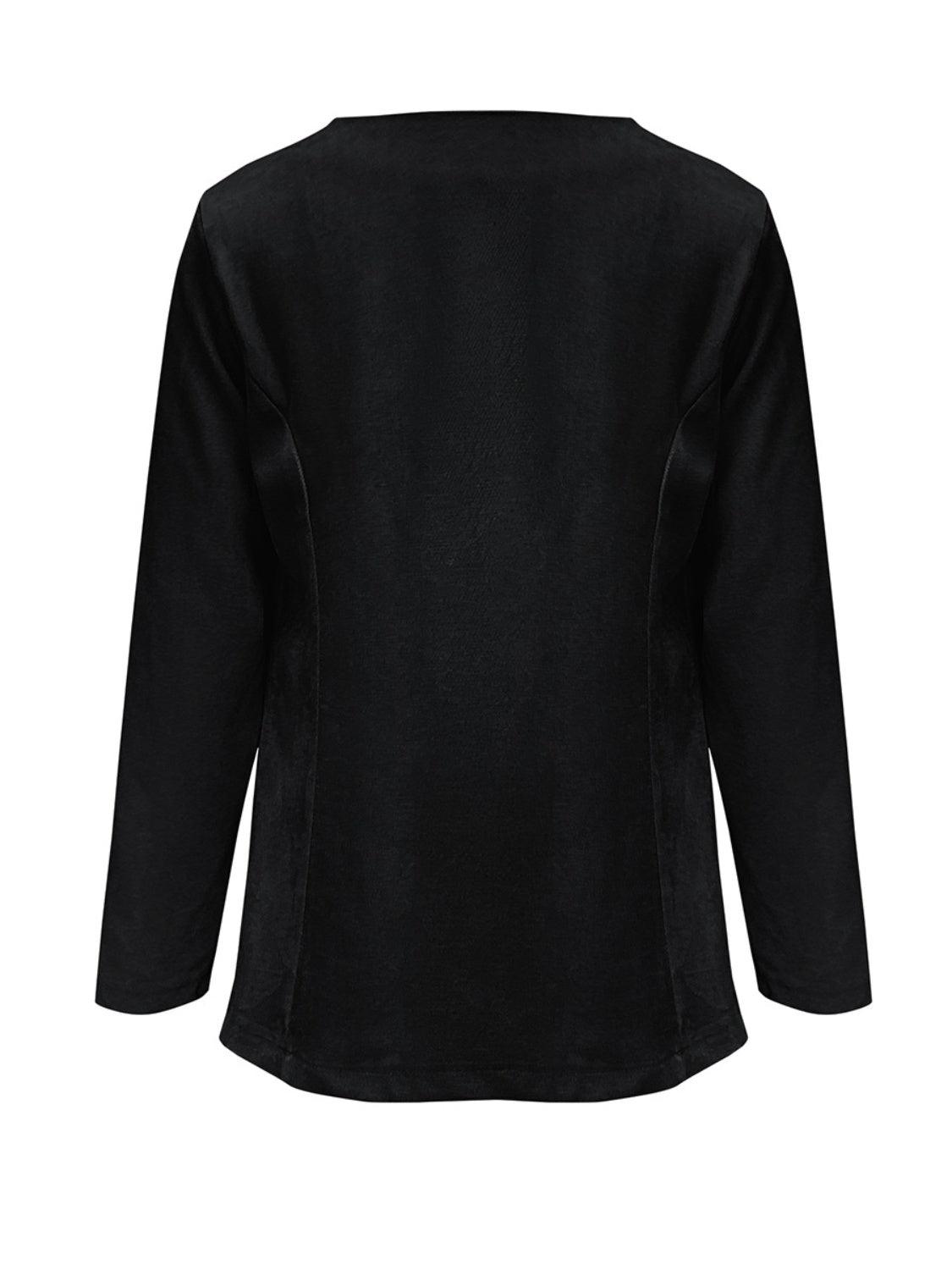 Open Front Long Sleeve Cardigan Black