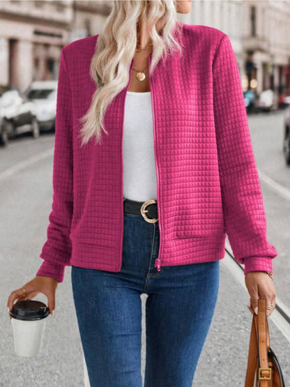 Zip Up Long Sleeve Jacket Deep Rose