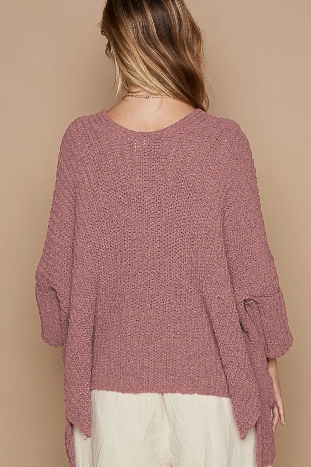 POL Open Front Sweater Cardigan with Pockets Mauve