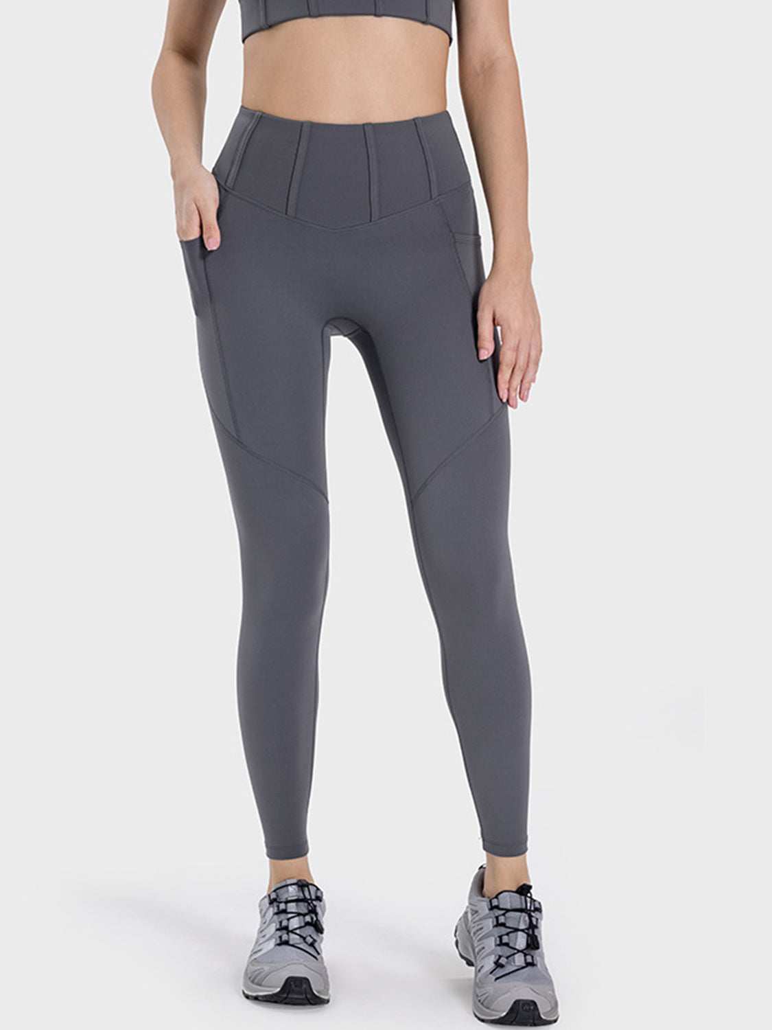 Millennia Pocketed High Waist Active Leggings Dark Gray