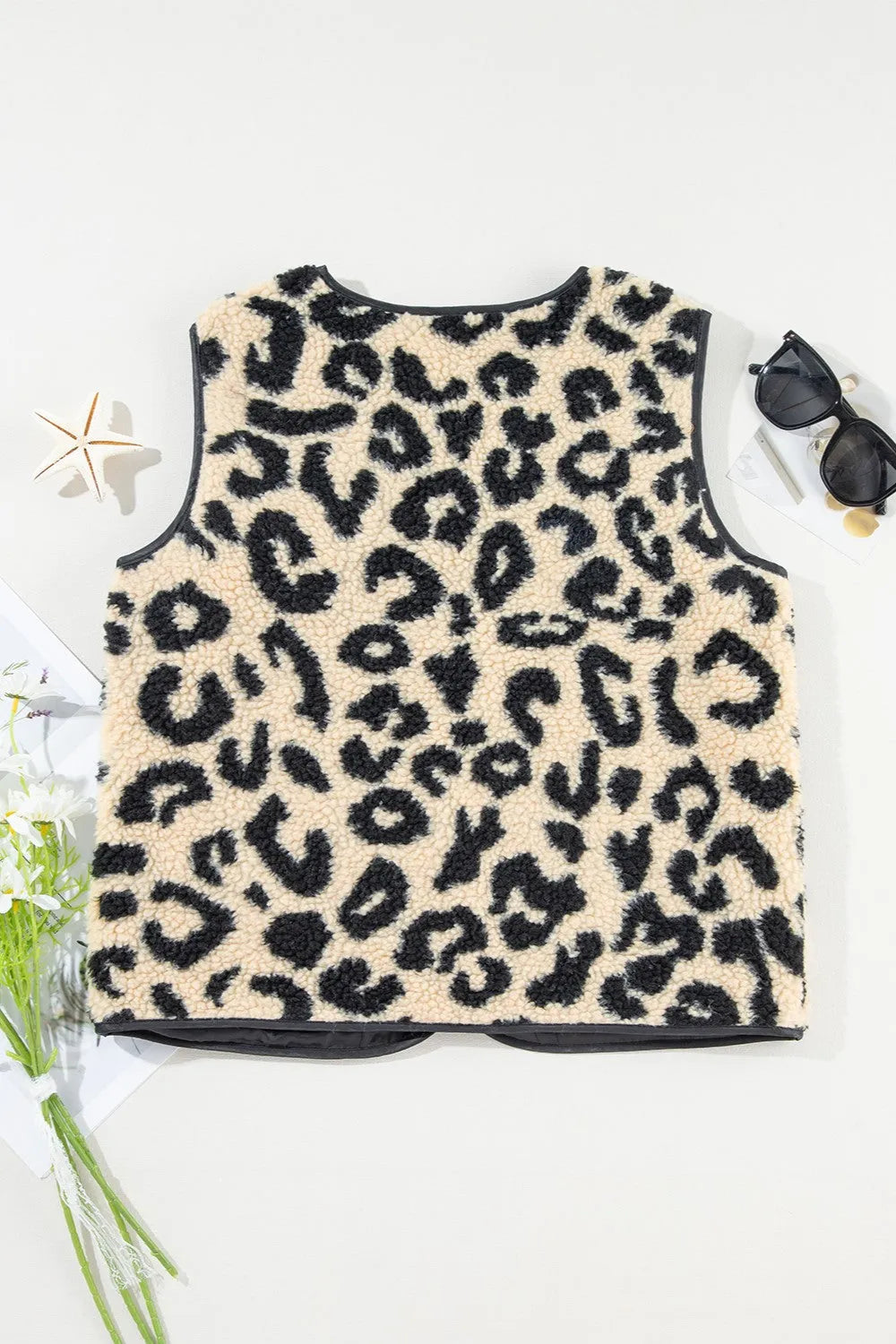 Leopard Button Up Vest Coat Leopard