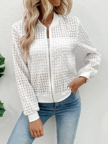 Zip Up Long Sleeve Jacket White