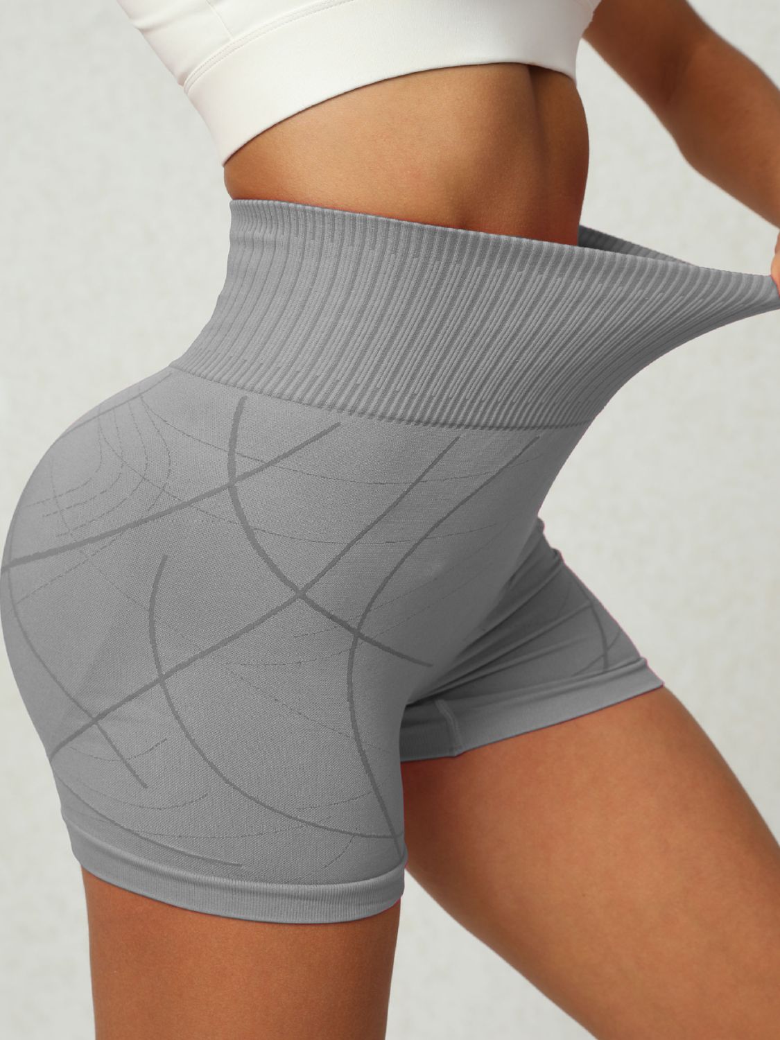 High Waist Active Shorts Gray