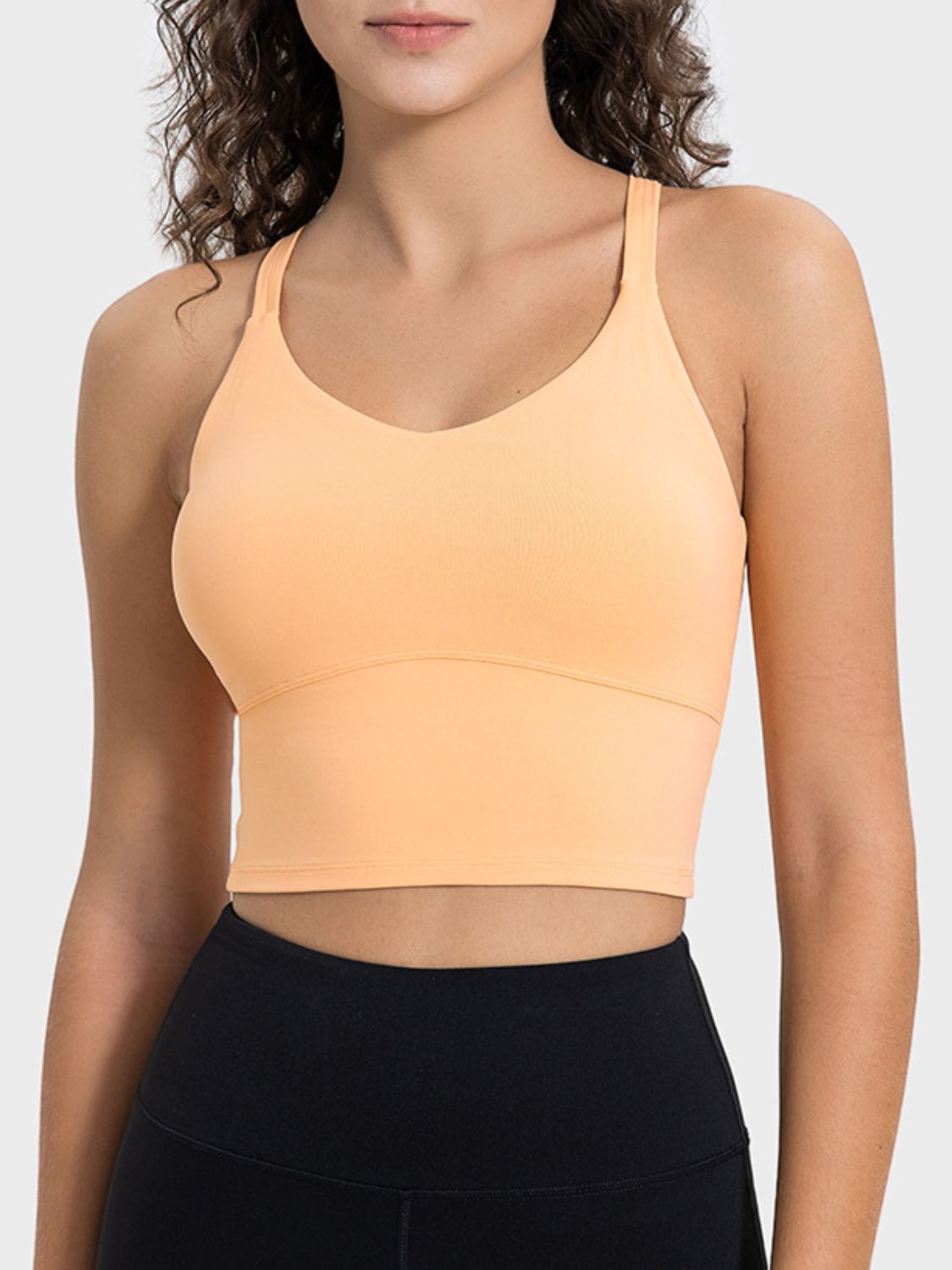 Millennia Crisscross Round Neck Active Tank Sherbet