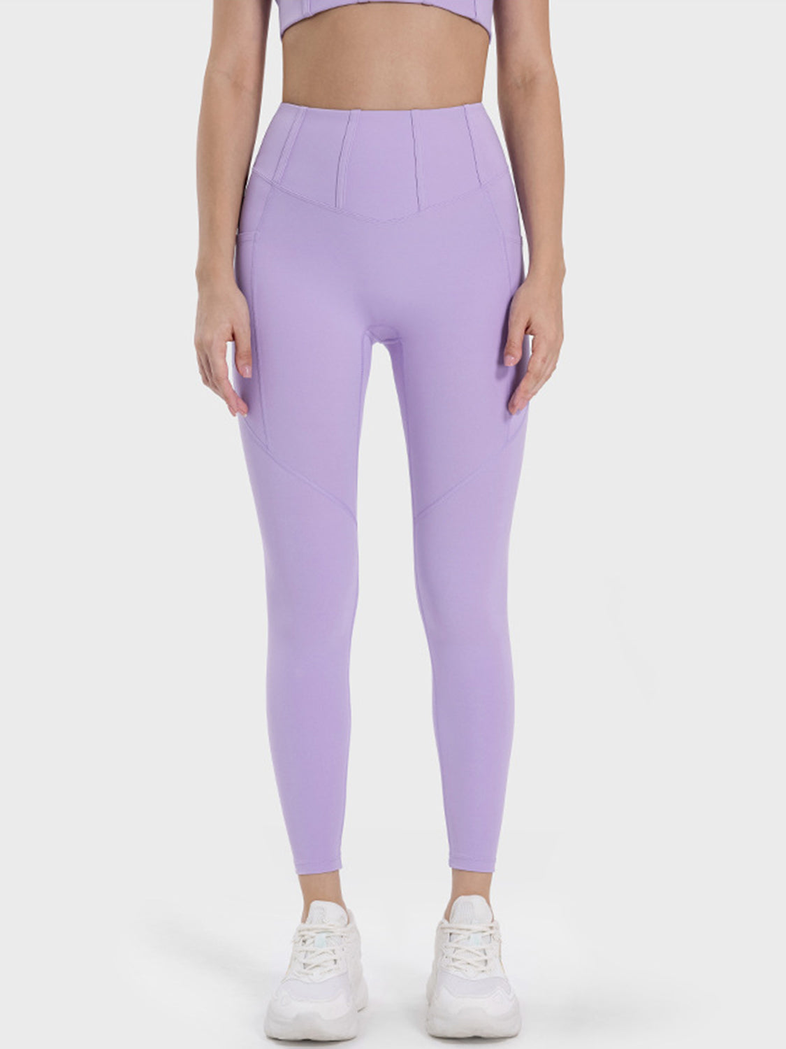 Millennia Pocketed High Waist Active Leggings Lavender