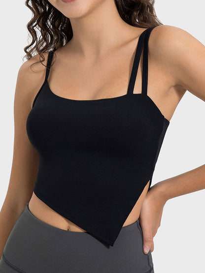 Millennia Slit Asymmetrical Neck Active Cami Black