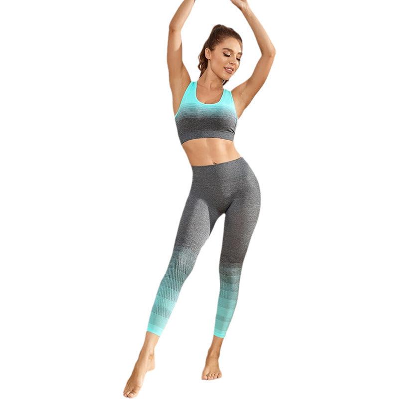 Women's Seamless Breathable Moisture Wicking Bra Yoga Set Pale green