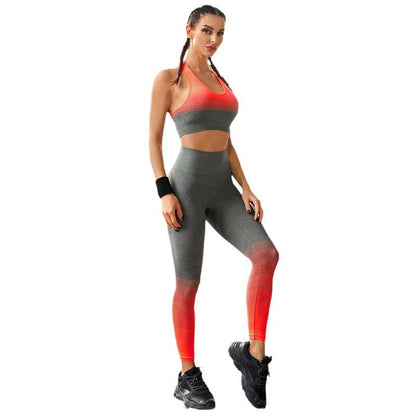 Women's Seamless Breathable Moisture Wicking Bra Yoga Set Orange