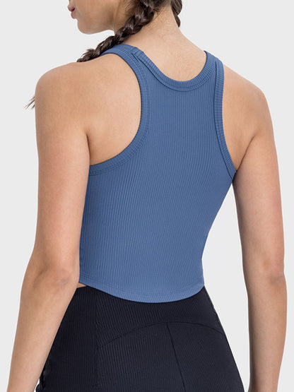 Millennia Round Neck Racerback Active Tank Dusty Blue