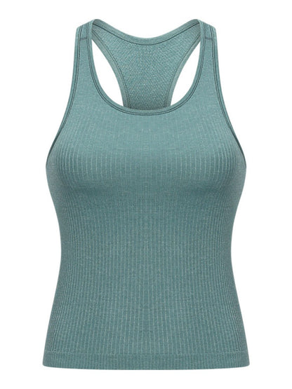 Millennia Round Neck Racerback Active Tank Turquoise