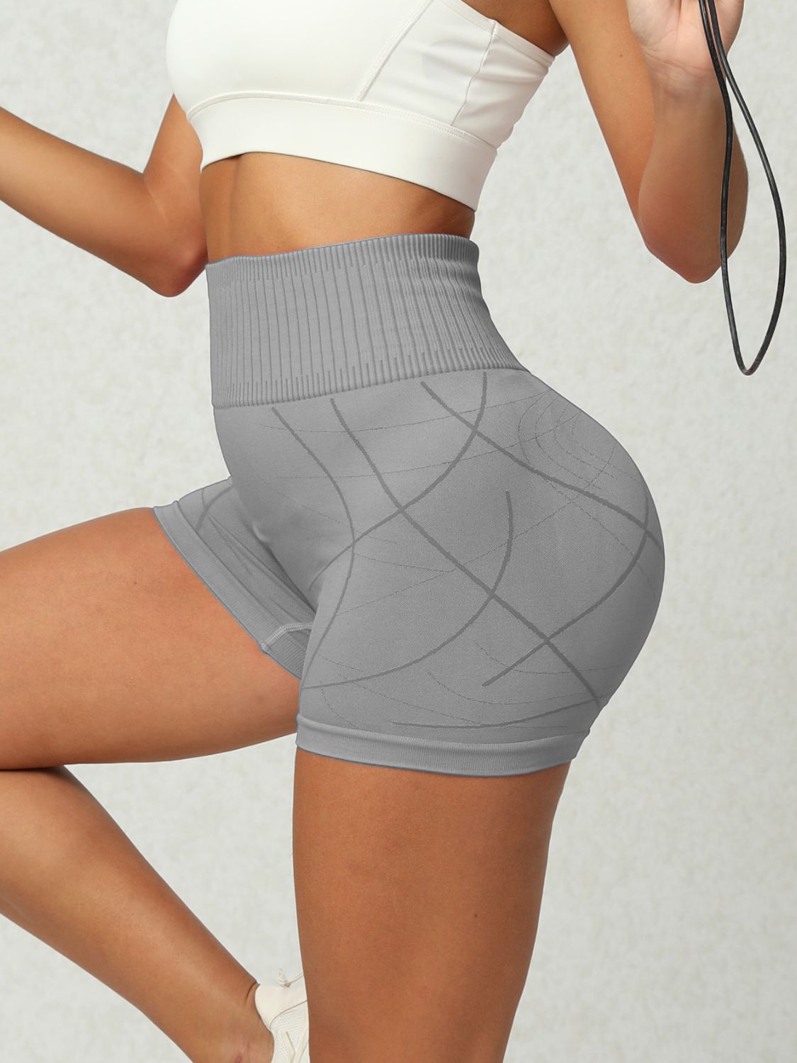 High Waist Active Shorts Gray