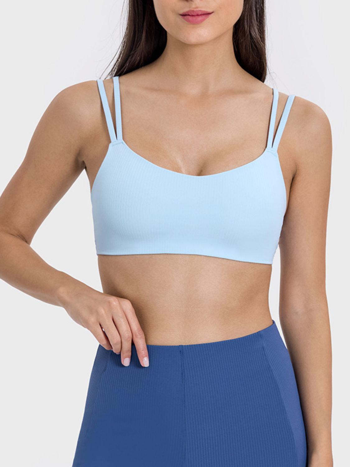 Millennia Scoop Neck Double Strap Active Cami Light Blue