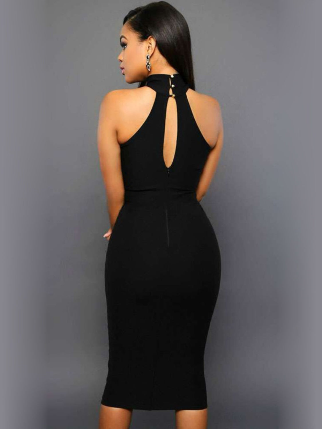 Cutout Grecian Neck Dress Black