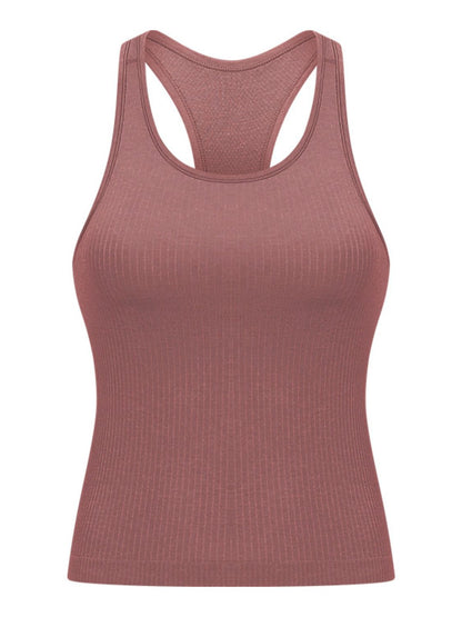 Millennia Round Neck Racerback Active Tank Dusty Pink