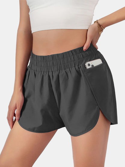 Elastic Waist Active Shorts Dark Gray