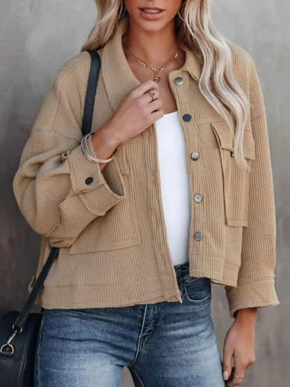 Button Up Long Sleeve Jacket Camel