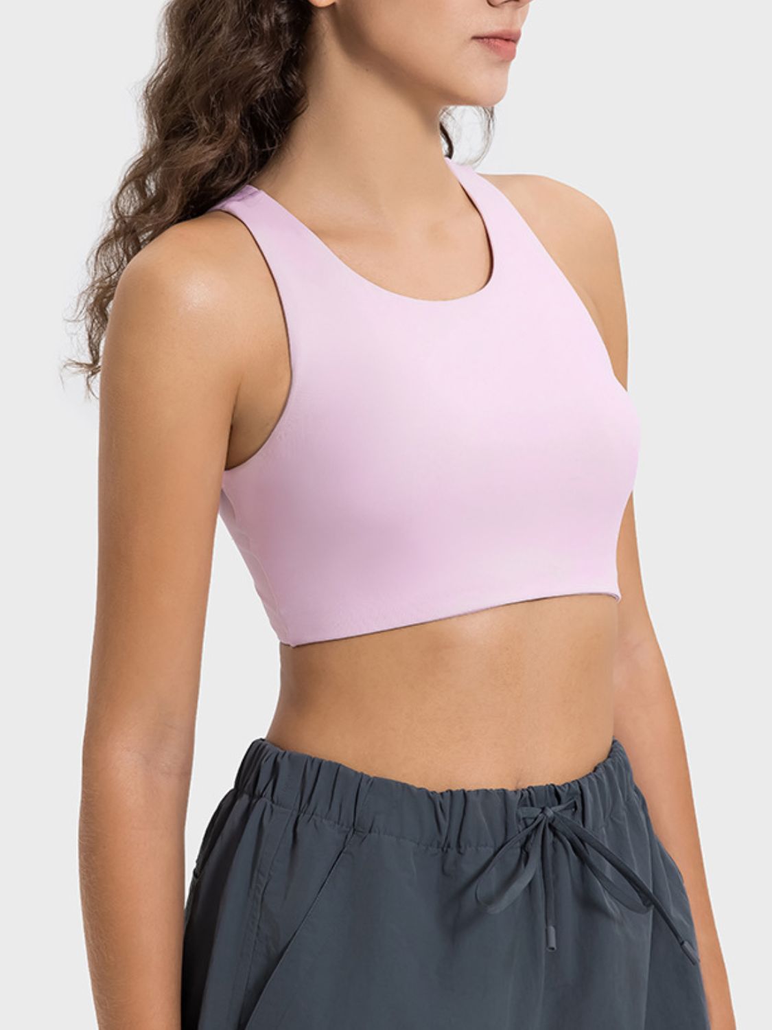 Millennia Cutout Round Neck Active Tank Blush Pink