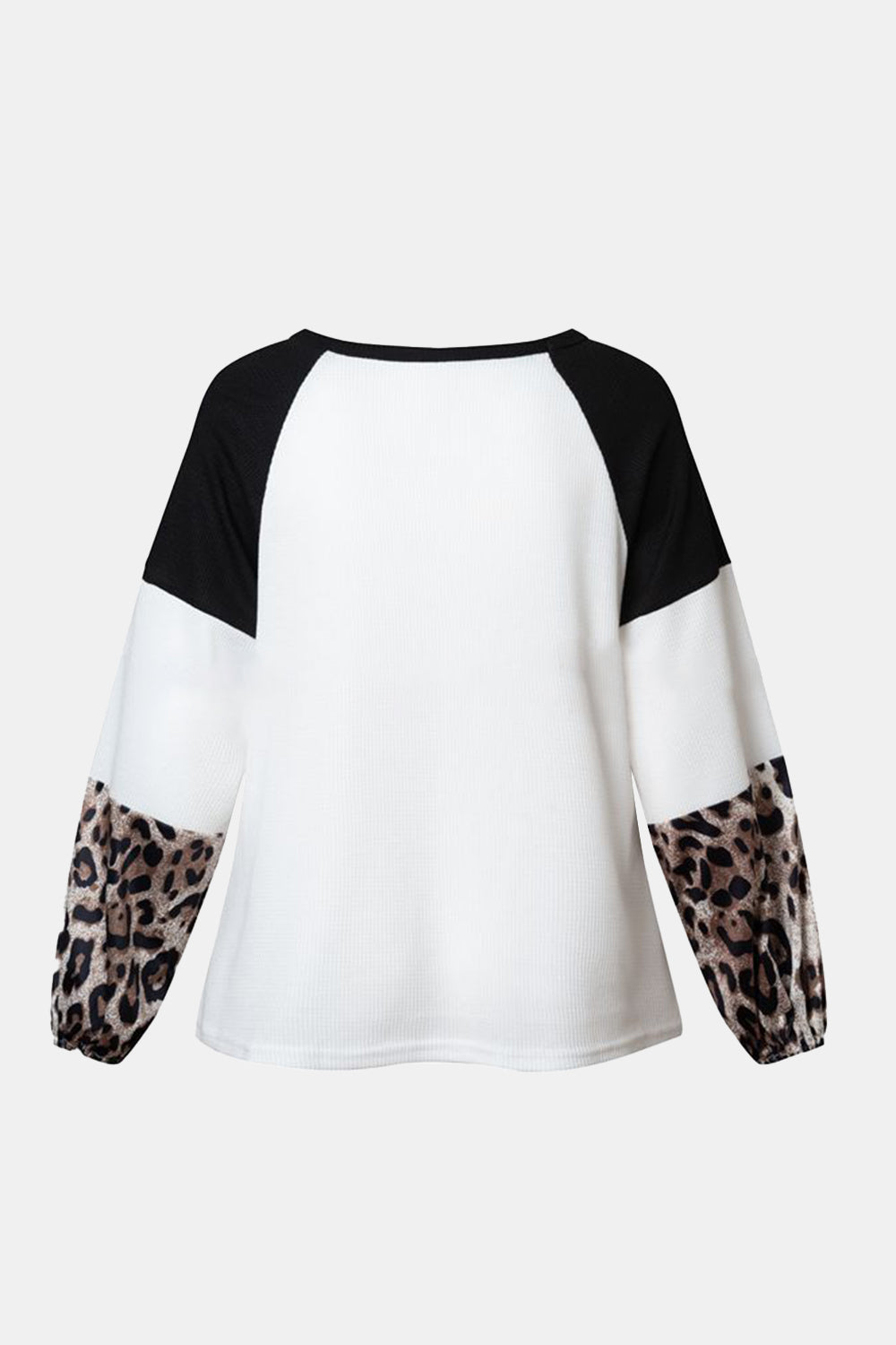 Twisted Color Block Round Neck Long Sleeve T-Shirt Black