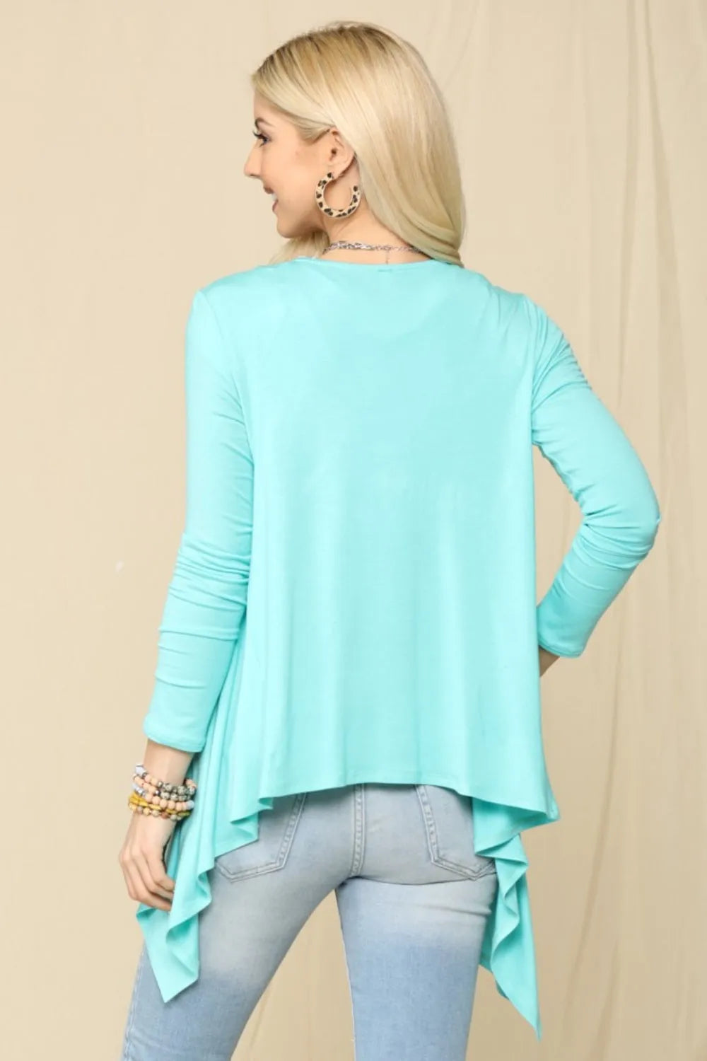 Celeste Full Size Open Front Knit Cardigan Mint