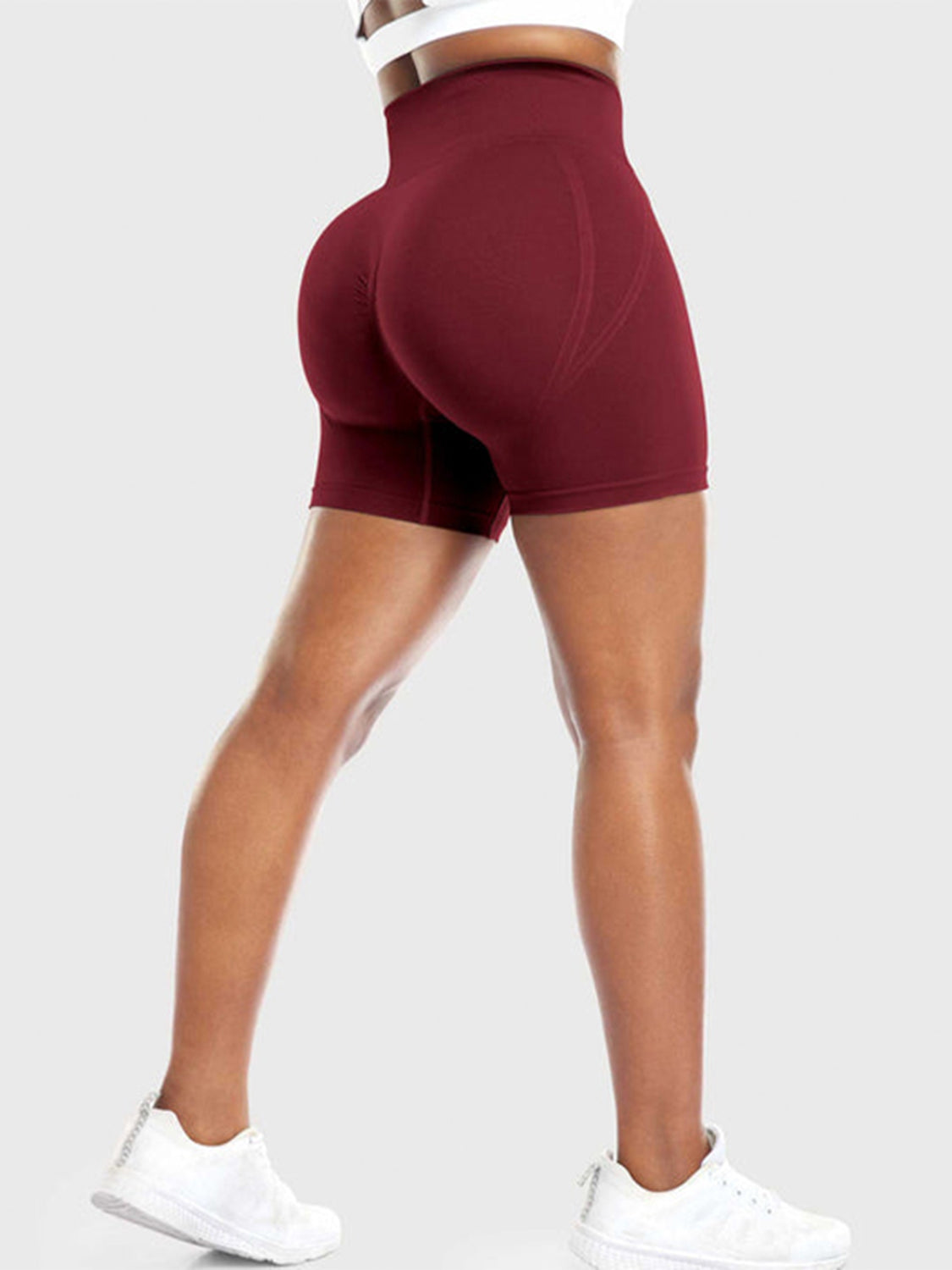 High Waist Active Shorts Burgundy