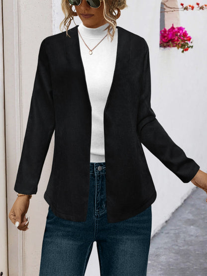 Open Front Long Sleeve Cardigan Black