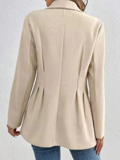 One Button Long Sleeve Blazer Khaki