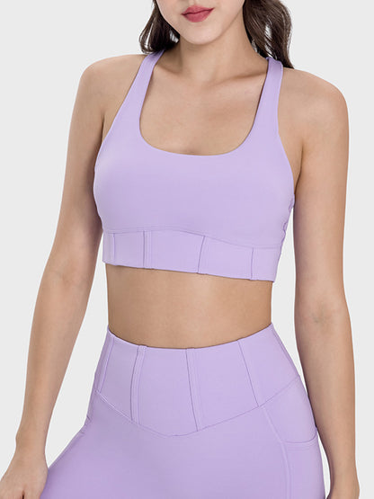 Millennia Square Neck Wide Strap Active Tank Lavender