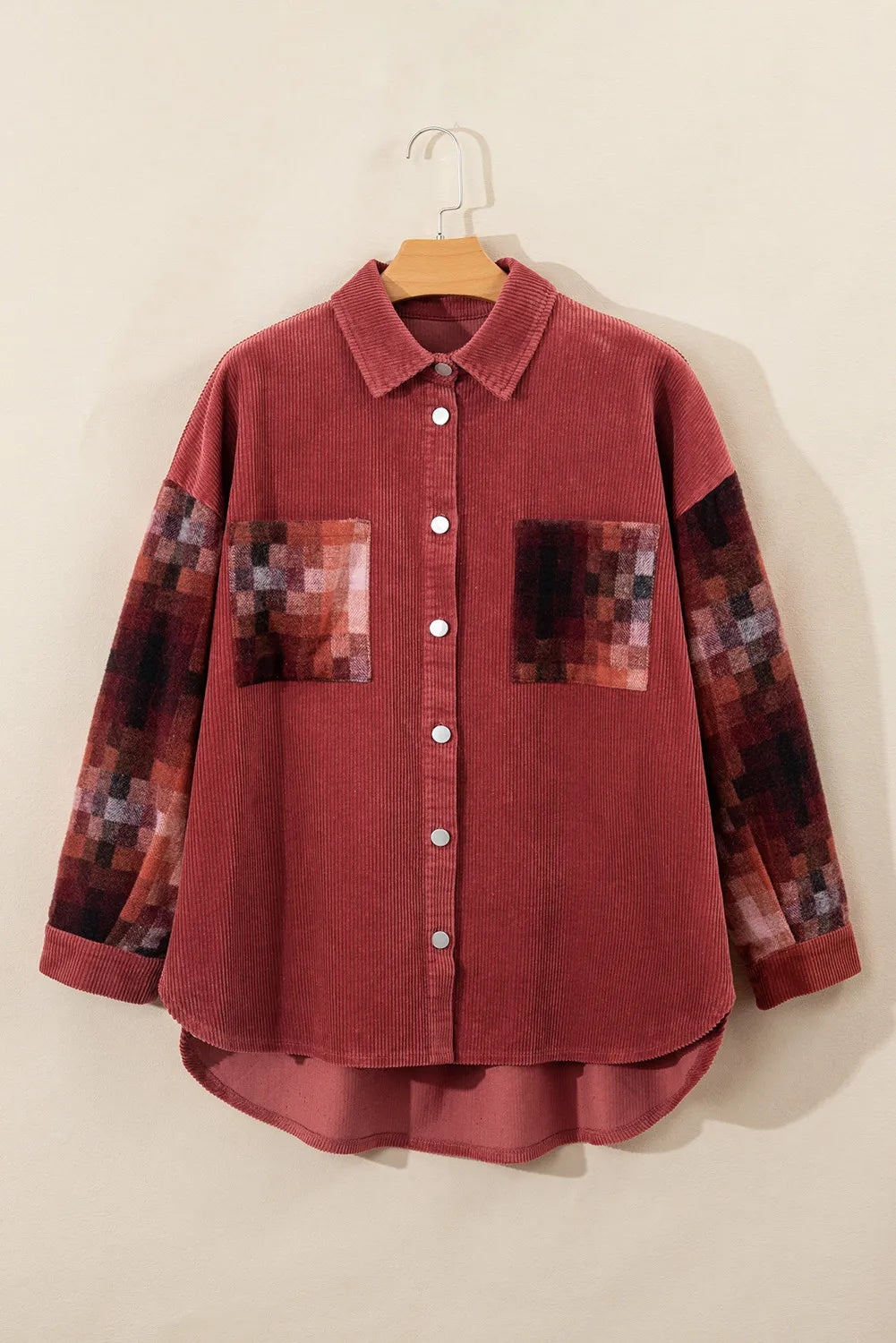 Button Up Long Sleeve Jacket Burgundy