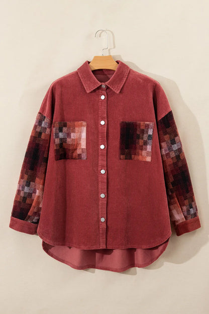 Button Up Long Sleeve Jacket Burgundy