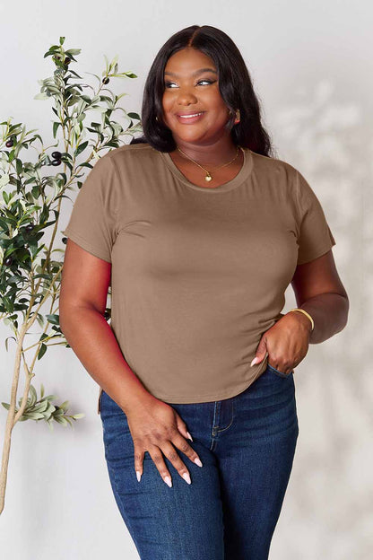 Basic Bae Full Size Round Neck Short Sleeve T-Shirt Mocha